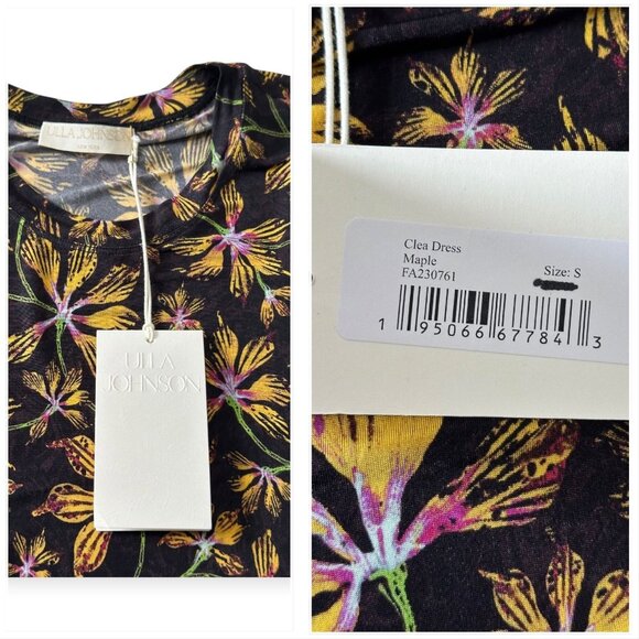 Ulla Johnson Clea Dress Maple Floral Jersey Midi S NWT $550 - Picture 6 of 16